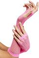 Neon Pink Long 80s Fashion Costume Fishnet Gloves - Main Image