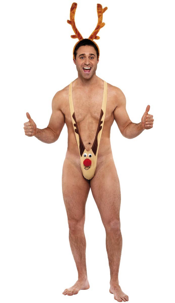 Naughty Rudolph Mens Funny Christmas Mankini - Main Image