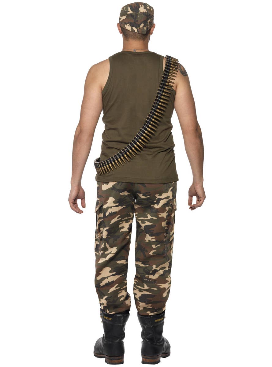 Khaki Camo Men's Army Uniform Costume Back View