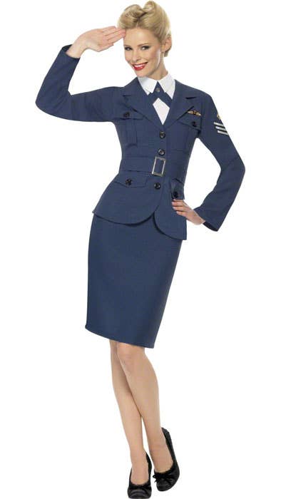 Womens 1940s Navy Blue Air Force Captain Costume Military Uniform - Main Image