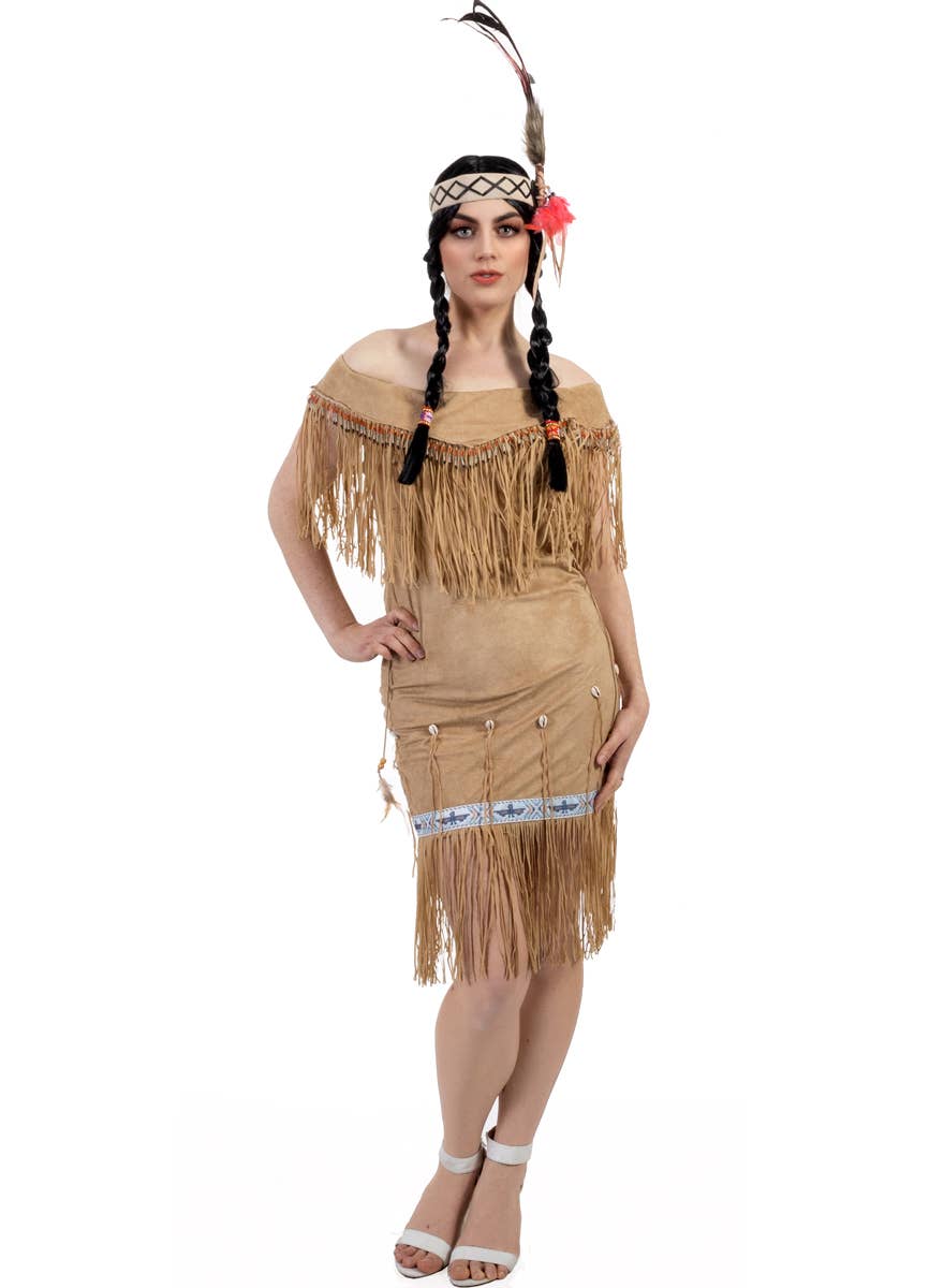 Women's Native American Indian Fancy Dress Costume Main View