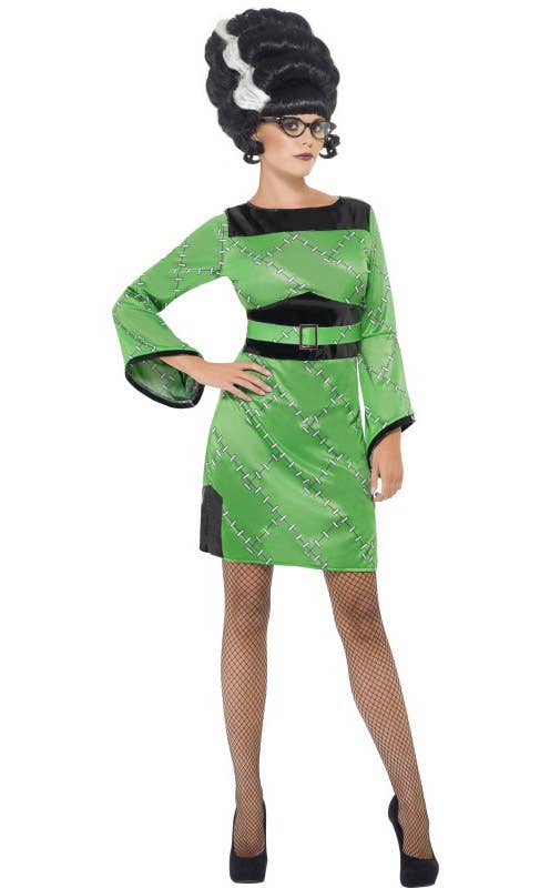 Patched Green Frankenstein Bride Women's Halloween Costume - Front Image