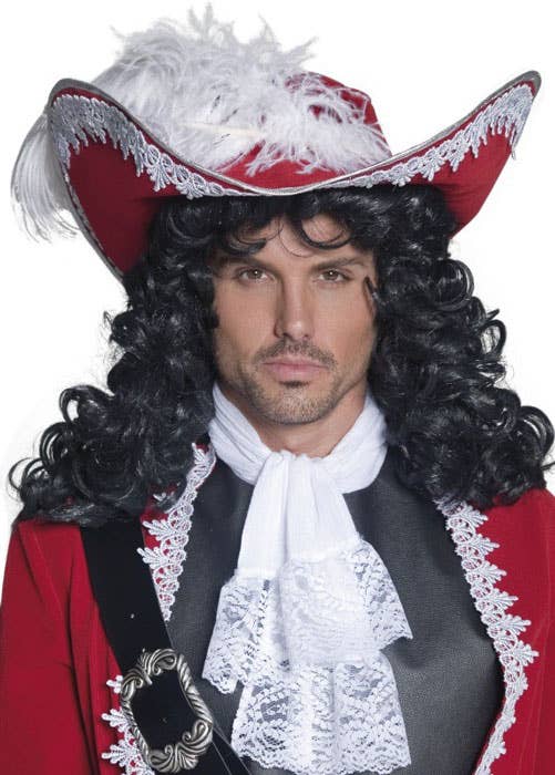 Red Velvet Pirate King Costume Hat, Adults Red Pirate Hats