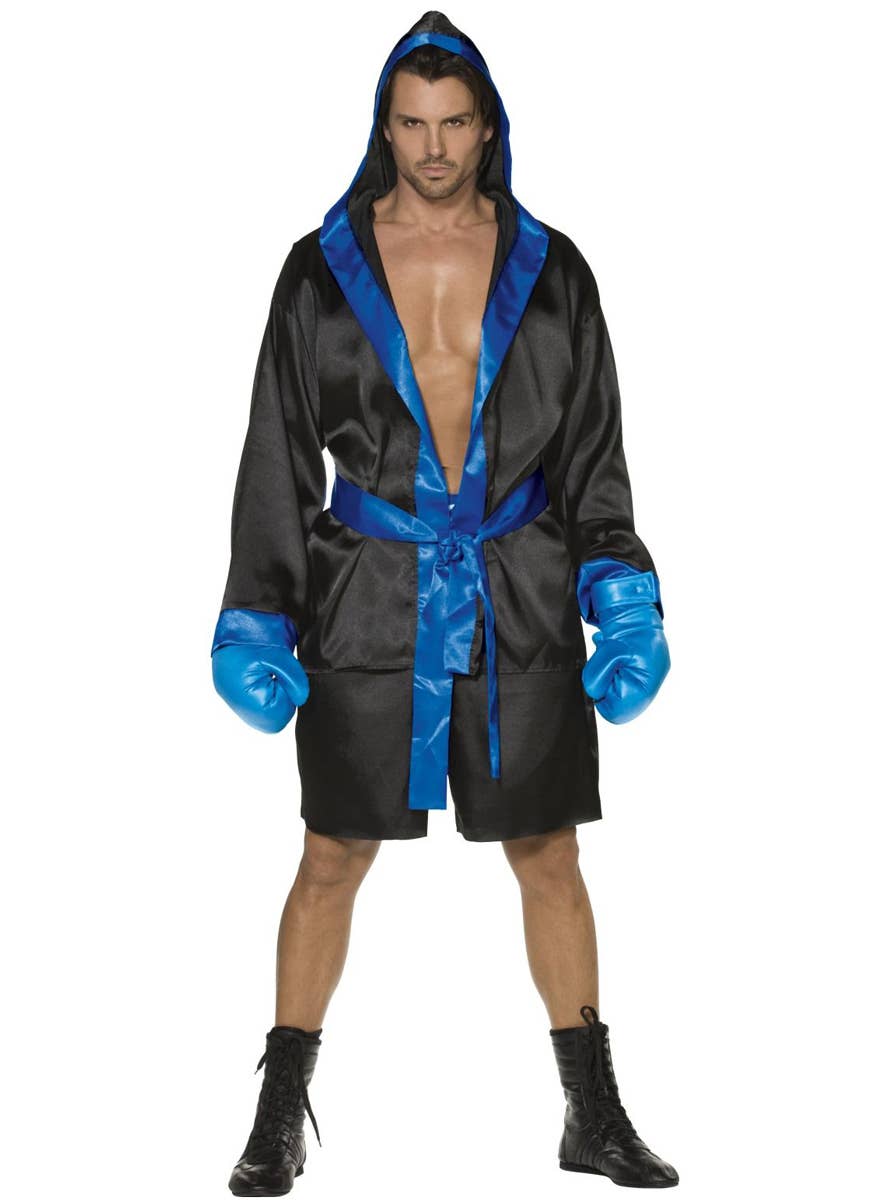 Men's Blue and Black Boxer Costume - Front Image