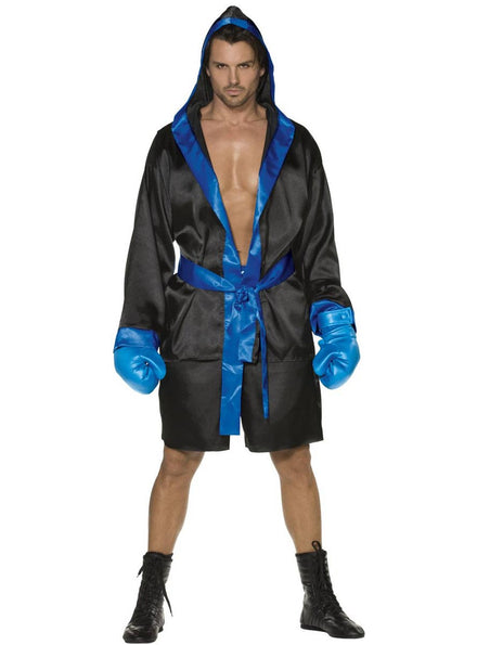 Men's Blue and Black Boxer Costume - Front Image
