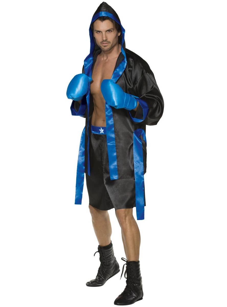 Men's Blue and Black Boxer Costume - Front Image