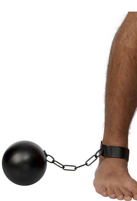 Black Plastic Ball and Chain Costume Accessory