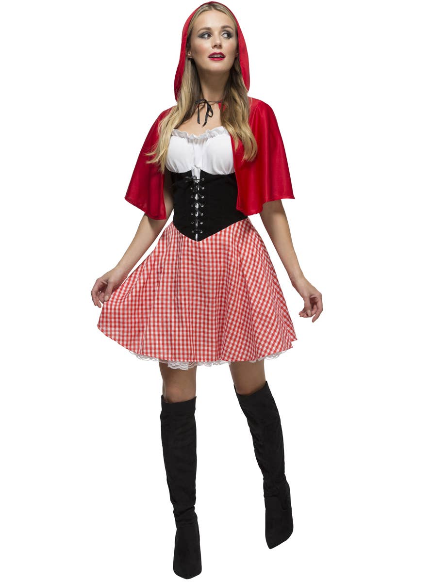 Womens Little Red Riding Hood Fancy Dress Costume - Alt Image