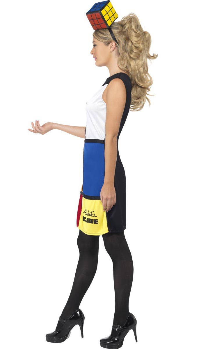 Funny 80's Women's Rubik's Cube 1980's Costume Dress  - Side View
