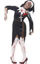 Jagged Black Blood Splattered Zombie Nun Women's Halloween Costume - Main View