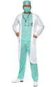 Mens Scrubs And Lab Coat Fancy Dress Doctor Costume - Main Image