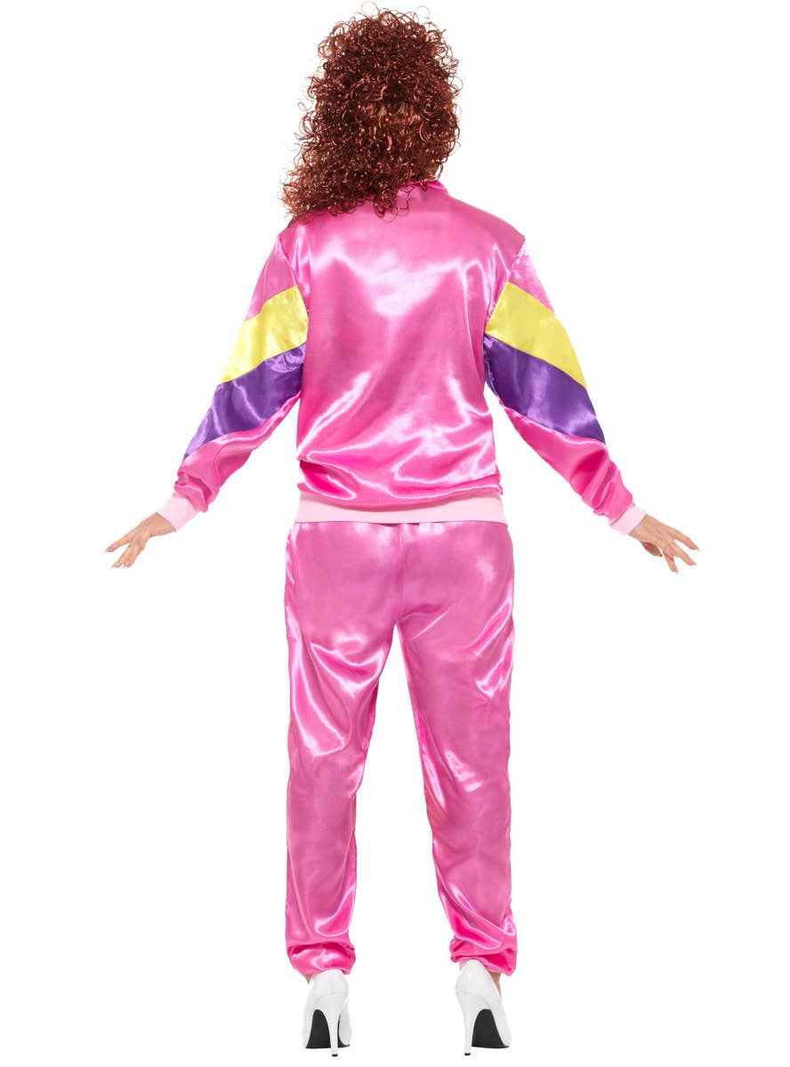 Women's 1980's Pink Shell Suit Retro 80s Costume - Back Image