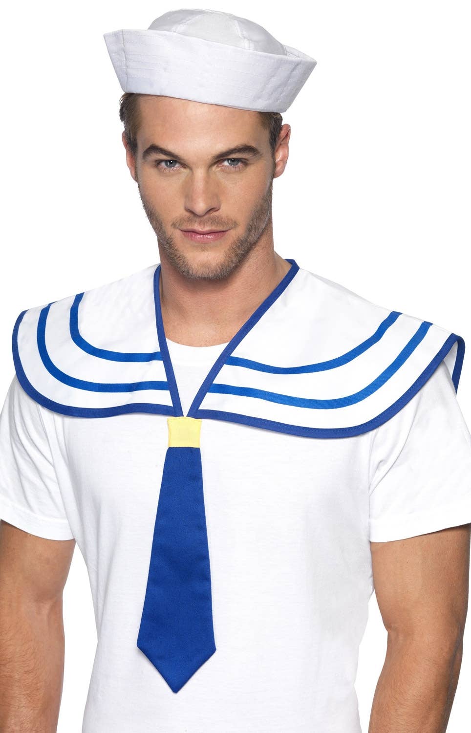 Blue and White Sailor Bib and Tie Costume Accessory Main Image