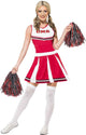 Sexy Women Red Cheerleader Fancy Dress Costume - Front View