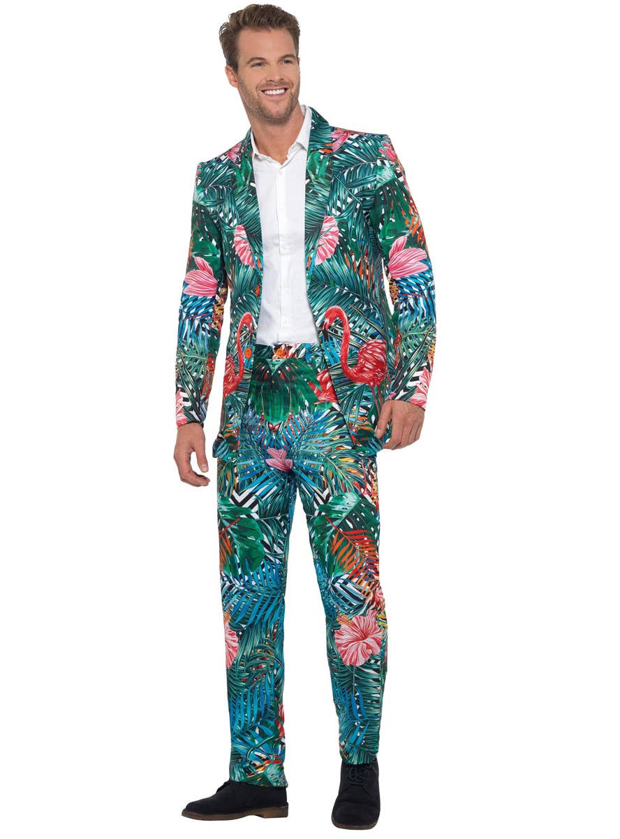 Men's Hawaiian Tropical Flamingo Suit Front Image
