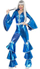 Metallic Blue Women's 70's Disco Costume Front View