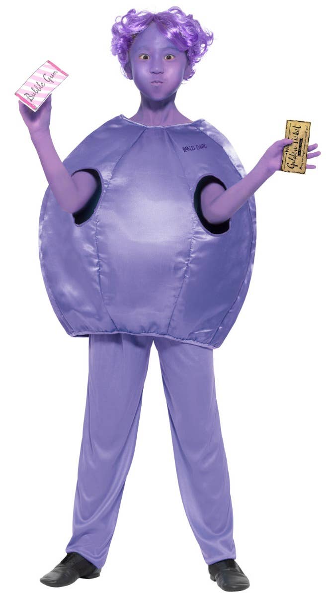 Girls Willy Wonka Violet Beauregarde Blueberry Book Week Costume Front Image