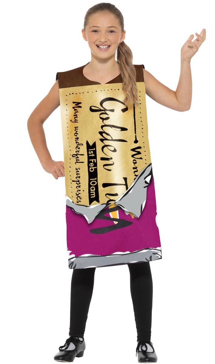 Kids Winning Golden Ticket Wonka Bar Roald Dahl Book Week Costume Main Image