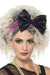 Hot Pink 1980's Lace Bow Headband 80s Costume Accessory - Main Image 