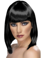 Short Black Straight Concave Bob Women's Costume Wig