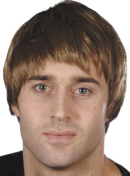 Men's Basic and Versatile Short Brown Costume Accessory Wig