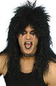 Mens 1980s Fashion Black Crimped Rocker Costume Wig - Main Image 