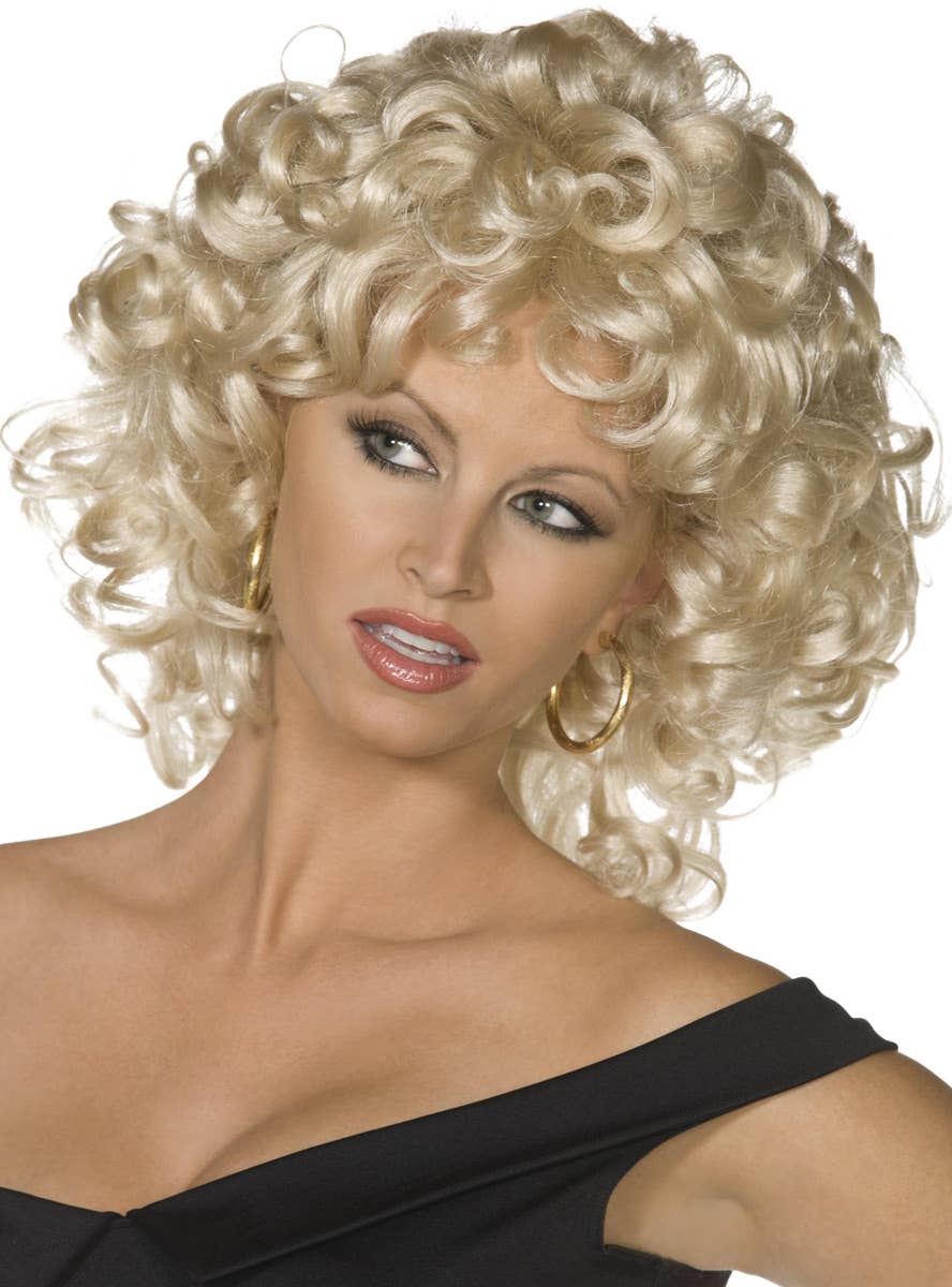 Women's Curly Blonde Bad Sandy Grease Wig Main Image