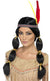 American Indian Women's Long Black Braided Pigtails Costume Wig with Headband and Feather