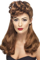 Womens Brown 1940s Vintage Pin Up Costume Wig - Main Image
