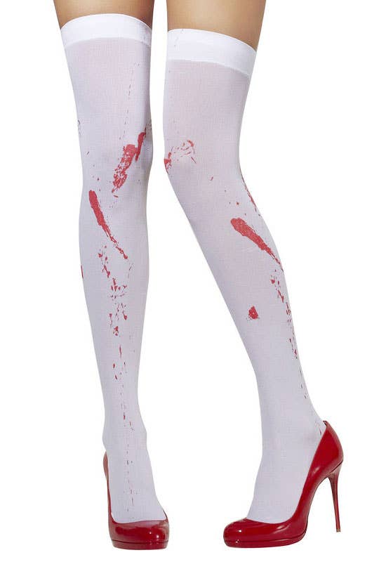 White Blood Splatter Women's Thigh High Stockings