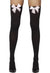 Black Opaque Thigh High Stockings with Light Pink Bows