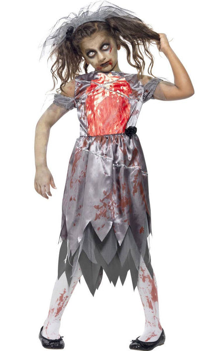 Zombie Bride Girl's Halloween Fancy Dress Costume Front
