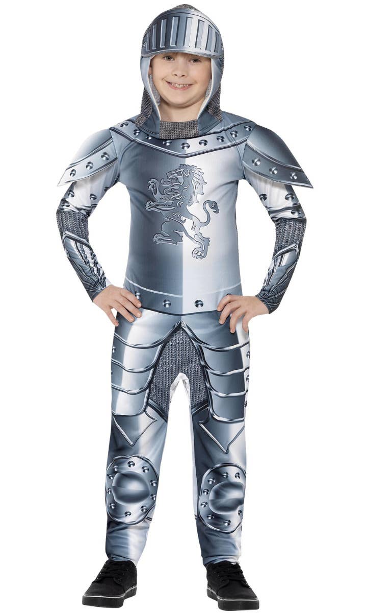 Kids Armoured Knight Printed Jumpsuit Costume - Main Image