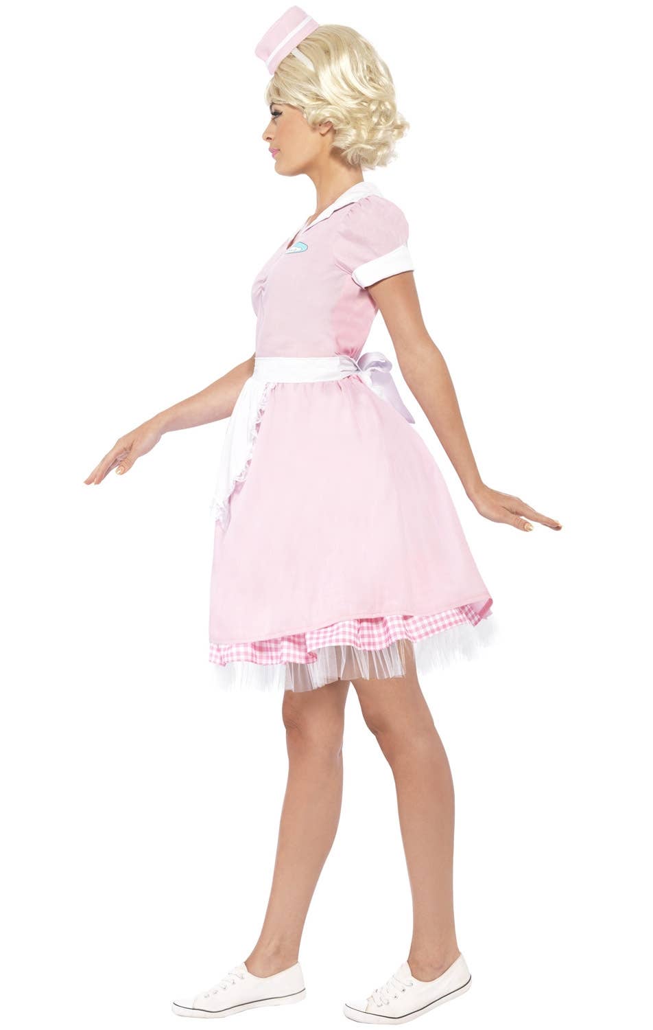 Baby Pink Womens Soda Pop 50s Diner Costume - Side View