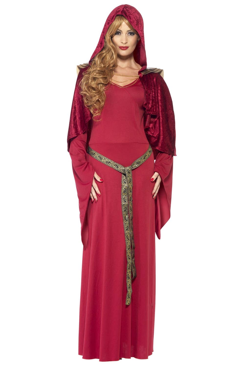 Red High Priestess Women's Medieval Queen Renaissance Costume View 2
