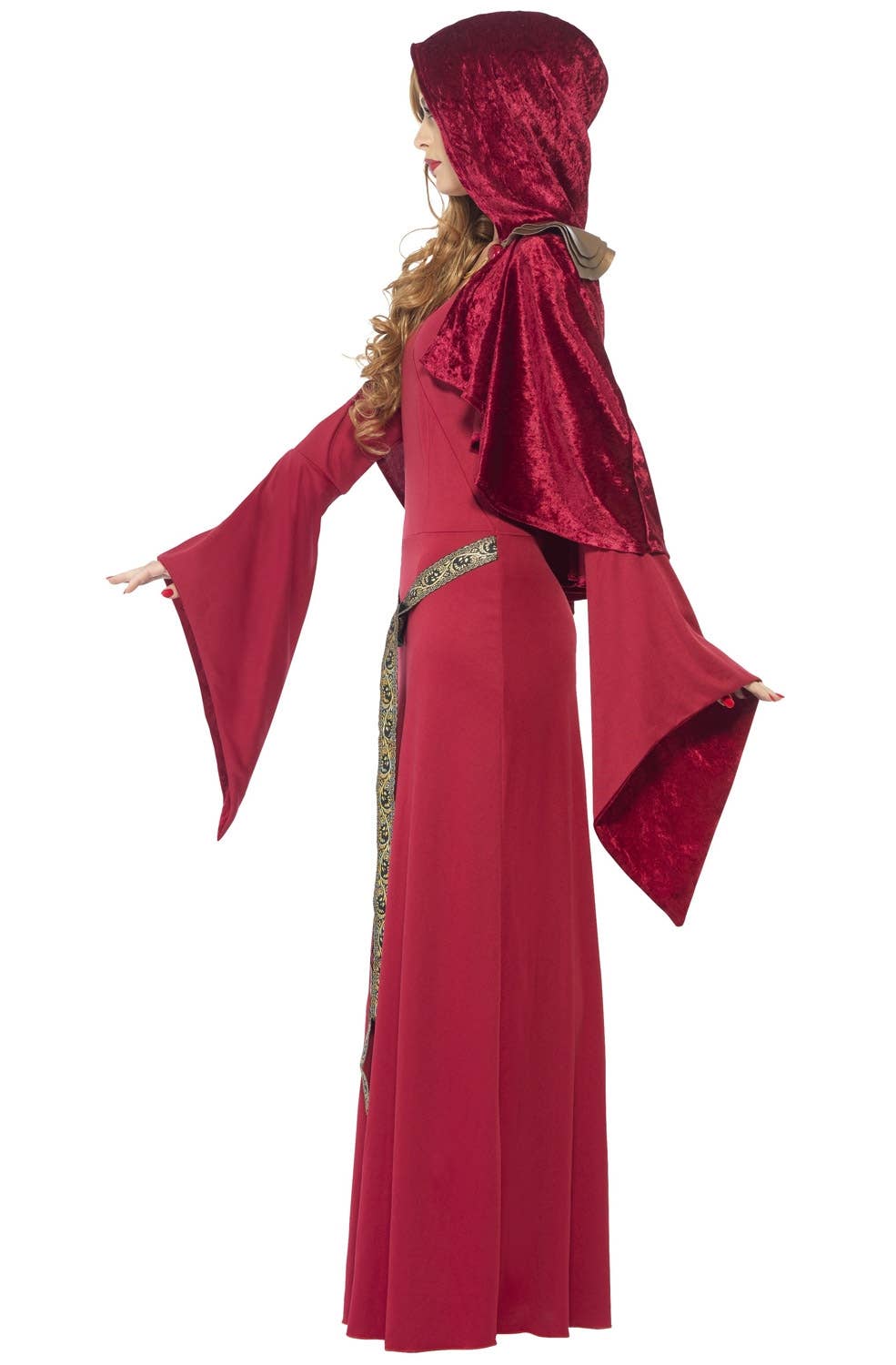 Red High Priestess Women's Medieval Queen Renaissance Costume View 3