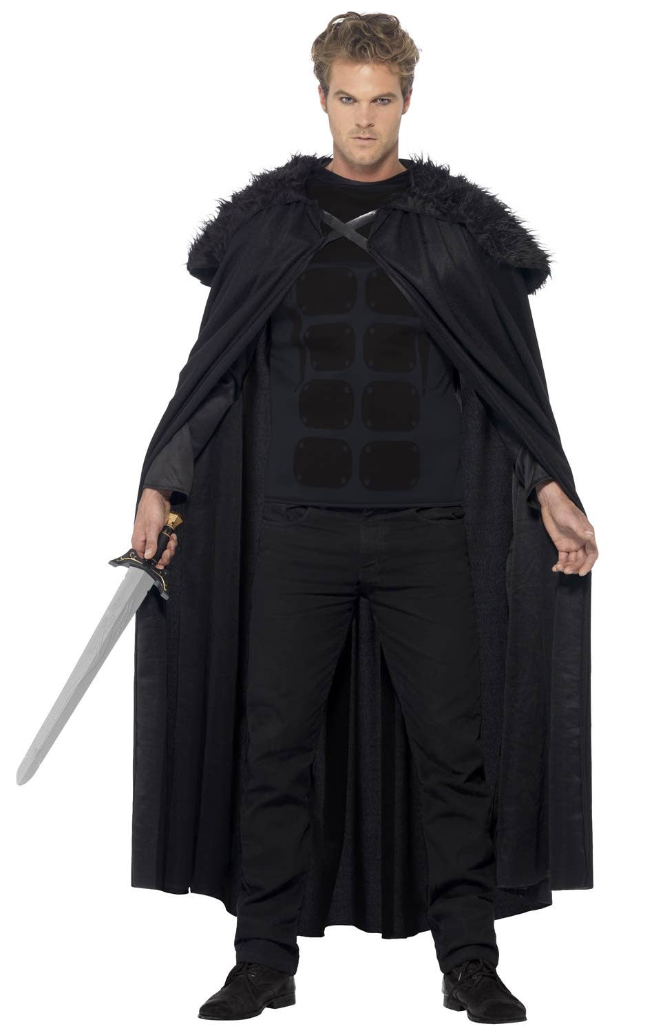 Men's Fleece And Fur Barbarian Fancy Dress Costume Alt View