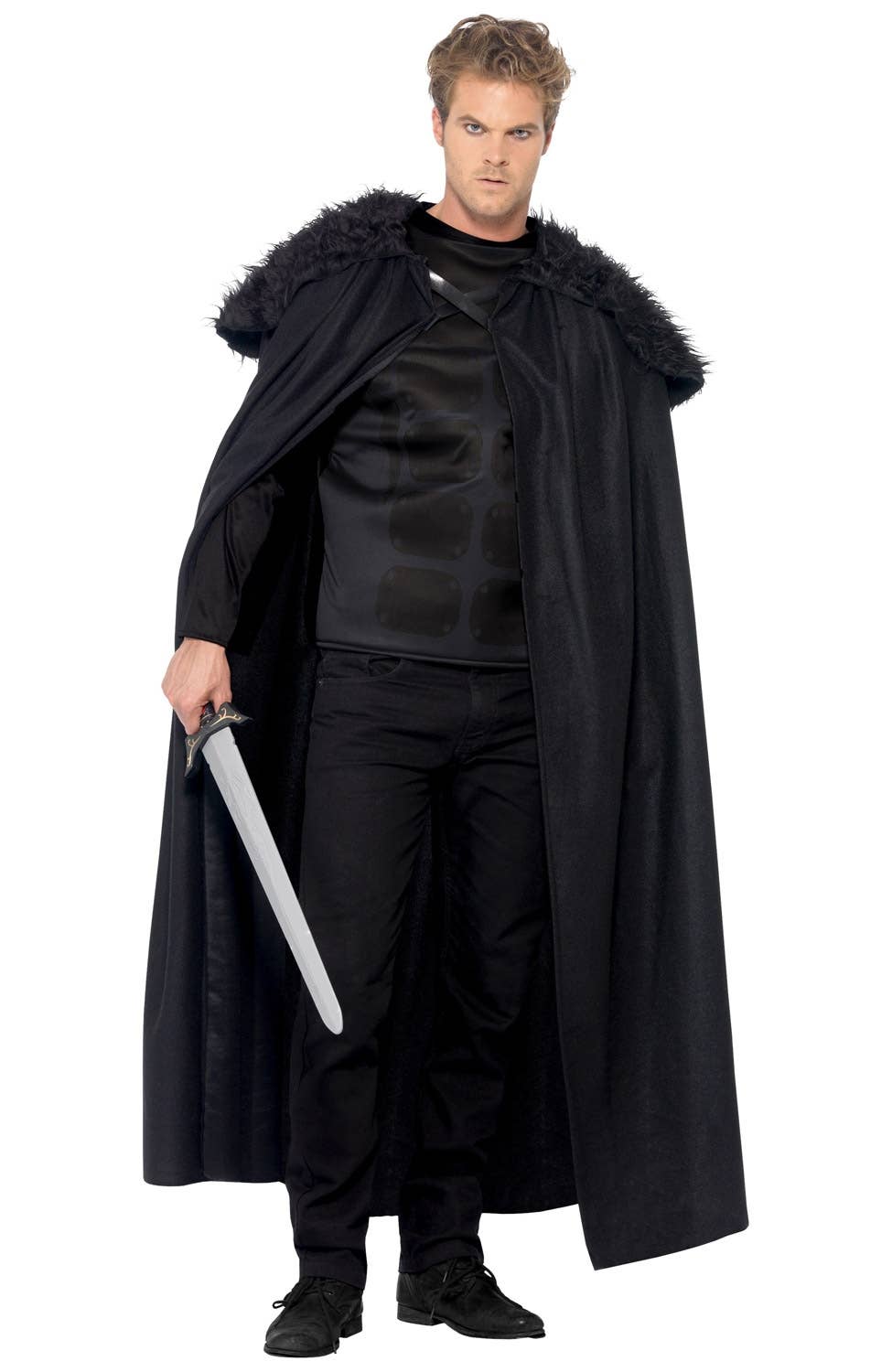 Men's Fleece And Fur Barbarian Fancy Dress Costume Front View