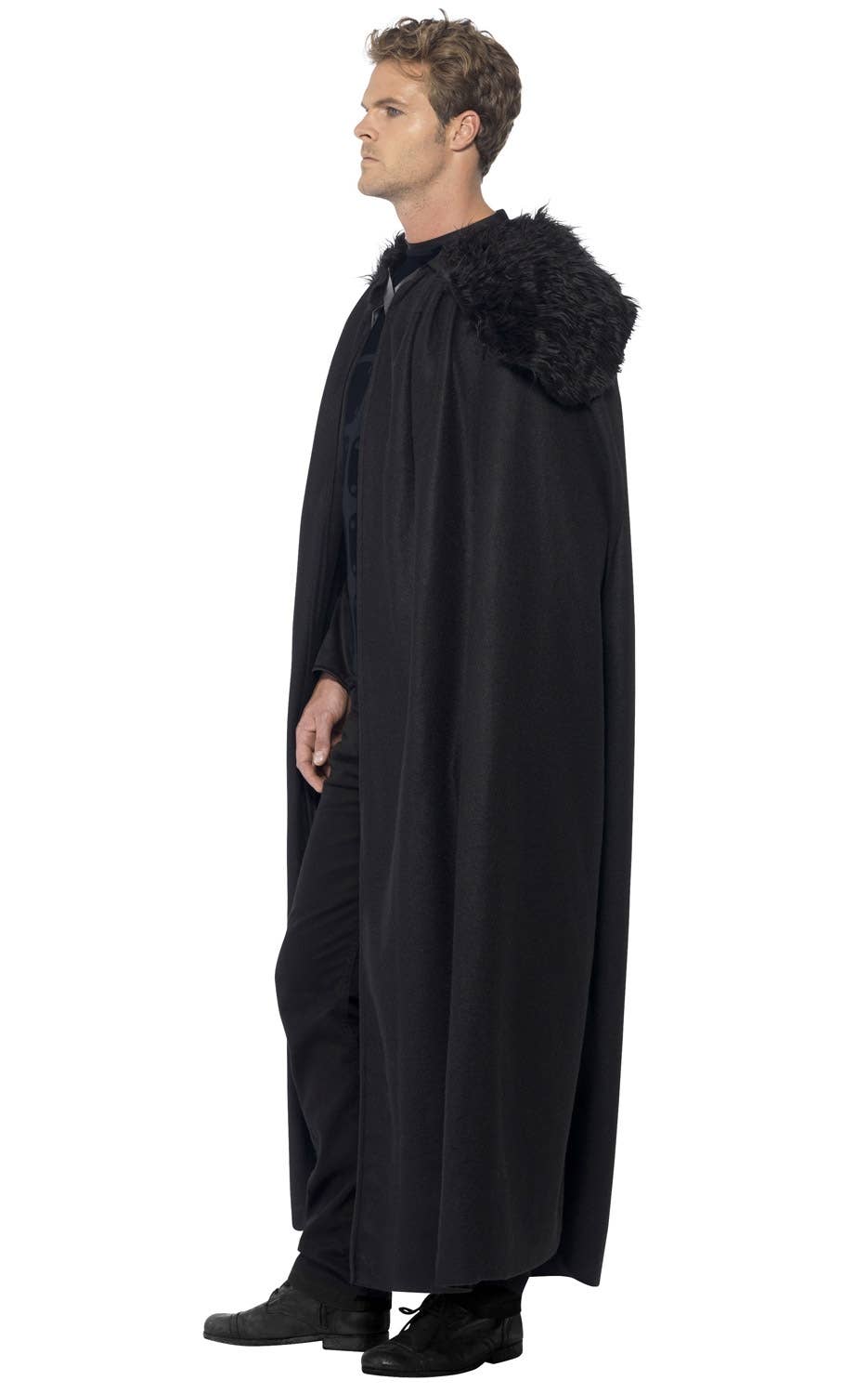 Men's Fleece And Fur Barbarian Fancy Dress Costume Side View