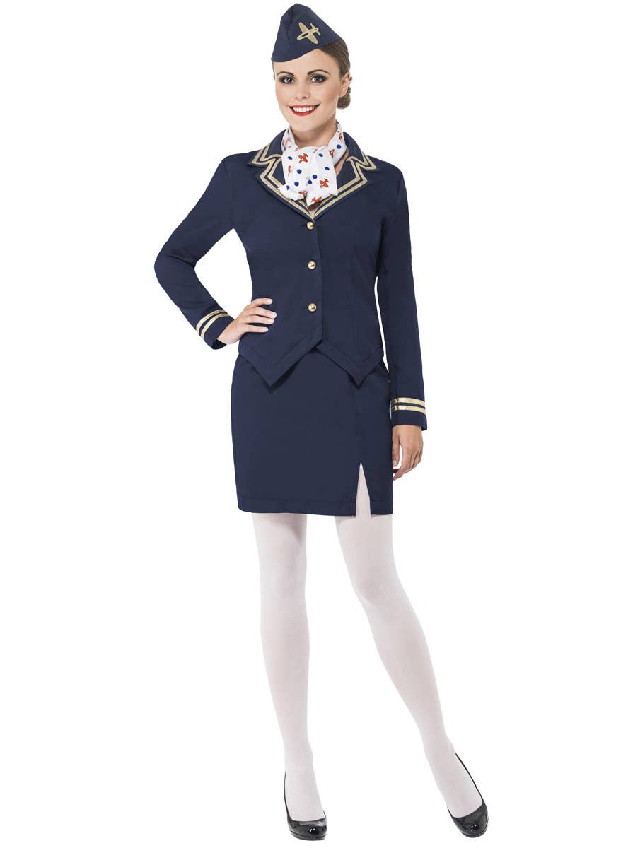 Hostess Jacket Navy Blue Air Hostess Costume | Womens Flight Attendant Costume
