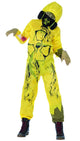 Boys Yellow Toxic Waste Zombie Hazmat Suit Halloween Costume Front Image