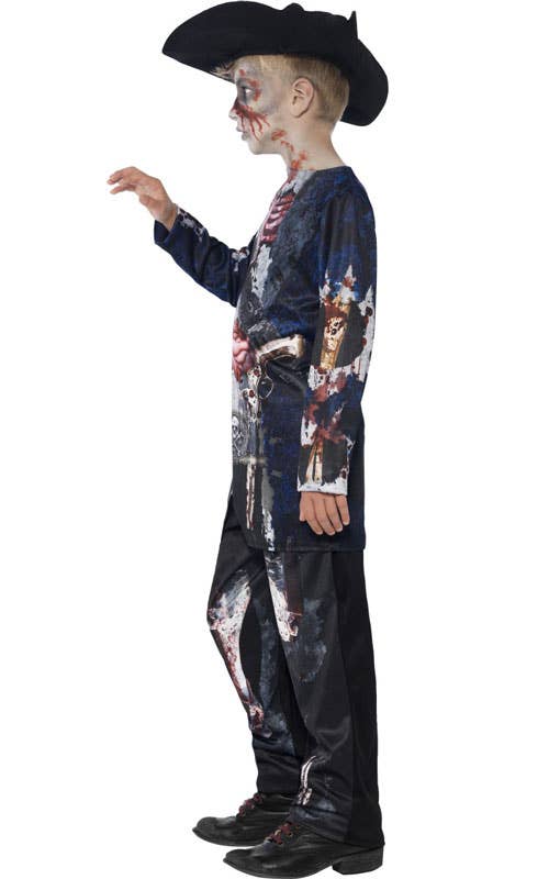 Kid's Pirate Captain Zombie Halloween Fancy Dress Side View