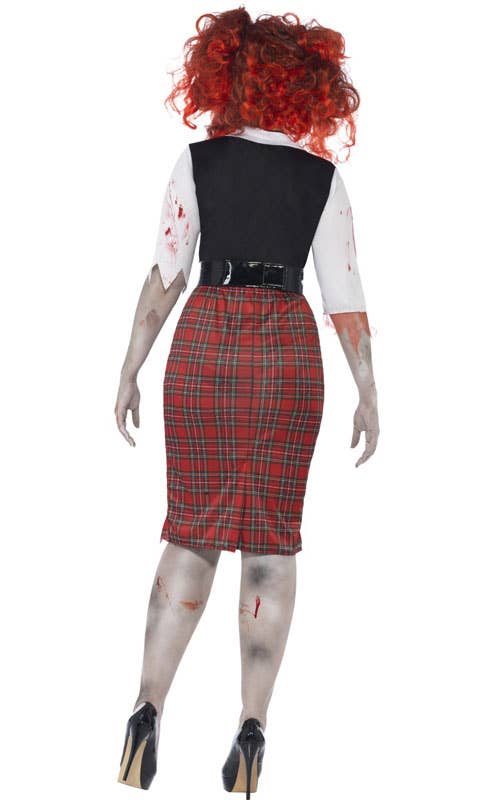Women's Plus Size Undead Zombie Schoolgirl Halloween Costume Back View