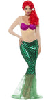 Sexy Mermaid Deluxe Green and Pink Fancy Dress Women's Costume - Front