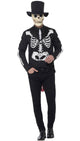 Mens Day Of The Dead Senor Skeleton Halloween Black And White Fancy Dress Costume Main Image  