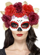 Image of Day of the Dead Sugar Skull Burgundy Masquerade Mask