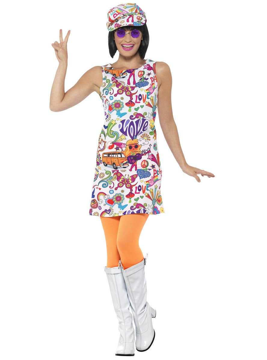 Groovy Chick Womens 60s Hippie Costume - Front Image