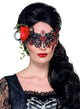 Day of the Dead Black and Red Rose Masquerade Mask Main Image