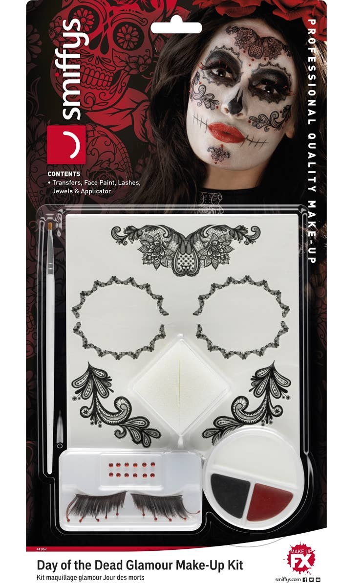 Women's Day of the Dead Glamour Costume Makeup Kit