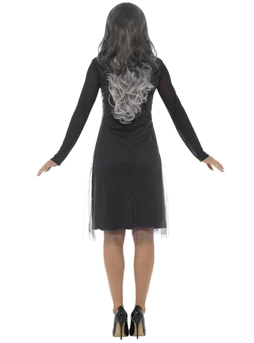 Women's Lady Skeleton Fancy Dress Halloween Costume Back Image